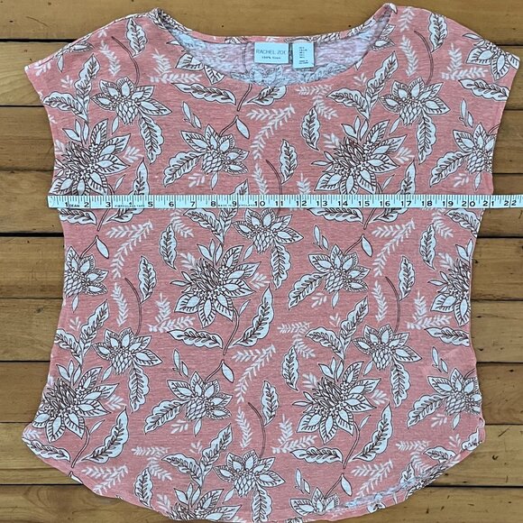 Rachel Zoe Peach Floral Linen Top, Size Large - Picture 6 of 7